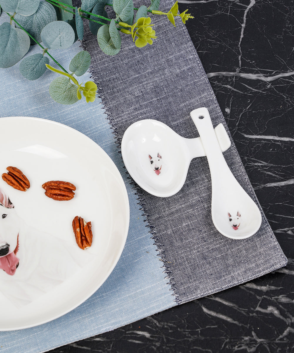 Pet Portrait Porcelain Spoon & Rest Set - Bull Terrier