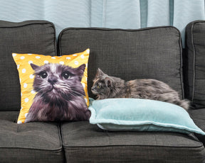 Pet next to Custom Throw Pillow - Silk-like Skin Finish