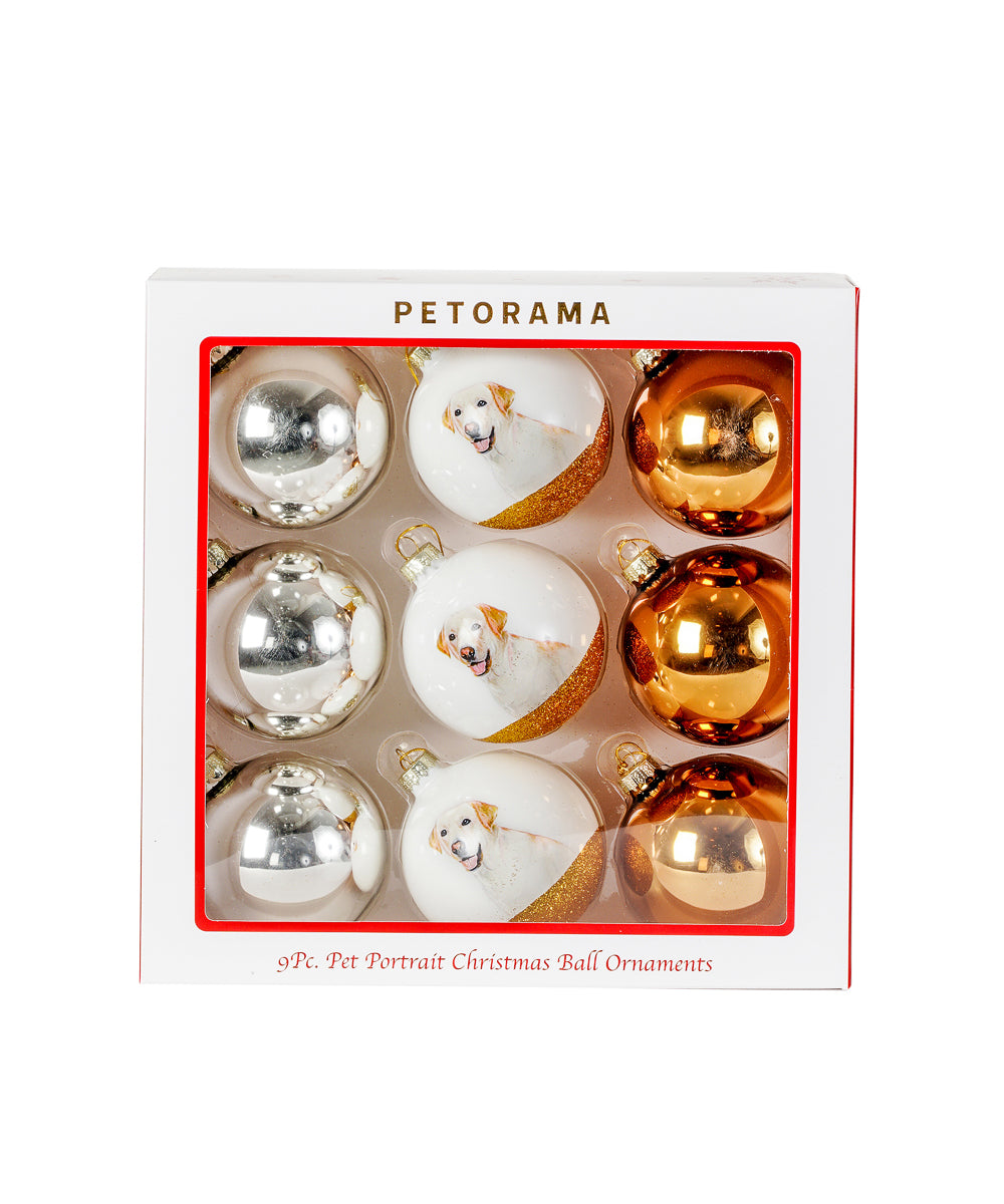 Pet Portrait 9 Pcs Christmas Ball Ornaments Set - Labrador(Cream) set