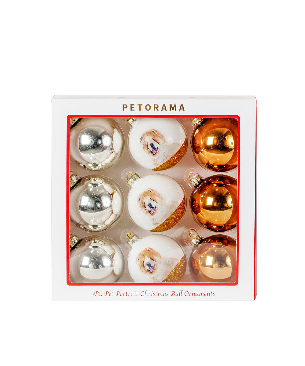Pet Portrait 9 Pcs Christmas Ball Ornaments Set - Chow Chow set