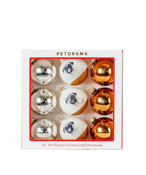 Pet Portrait 9 Pcs Christmas Ball Ornaments Set - Pug set