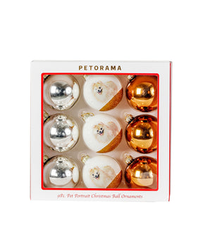 Pet Portrait 9 Pcs Christmas Ball Ornaments Set - Pomeranian(Red) set