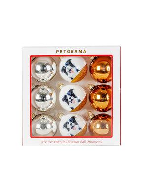 Pet Portrait 9 Pcs Christmas Ball Ornaments Set - Border Collie set