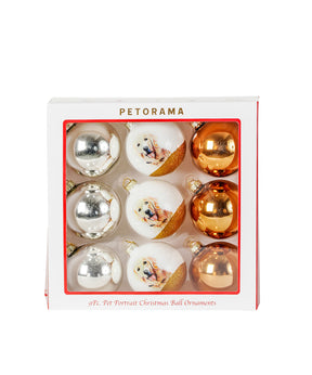Pet Portrait 9 Pcs Christmas Ball Ornaments Set - Golden Retriever set