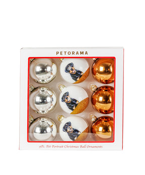 Pet Portrait 9 Pcs Christmas Ball Ornaments Set - Rottweiler set