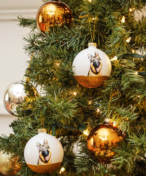 Pet Portrait 9 Pcs Christmas Ball Ornaments Set - German Shepherd on tree