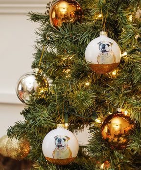 Pet Portrait 9 Pcs Christmas Ball Ornaments Set - English Bulldog on tree