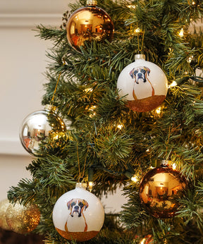 Pet Portrait 9 Pcs Christmas Ball Ornaments Set - Boxer on tree