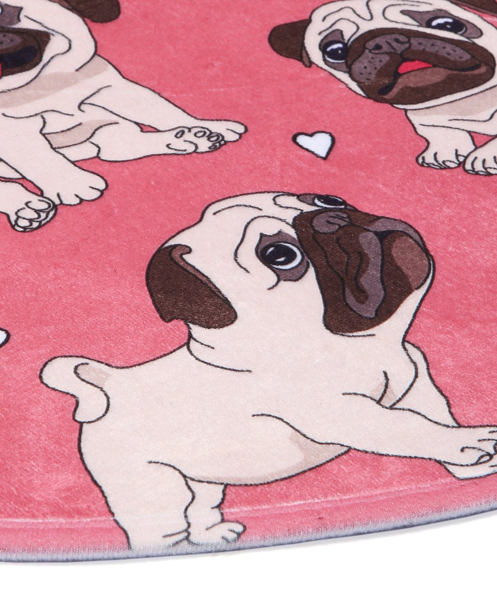 Pug Expressions Round Mat close up