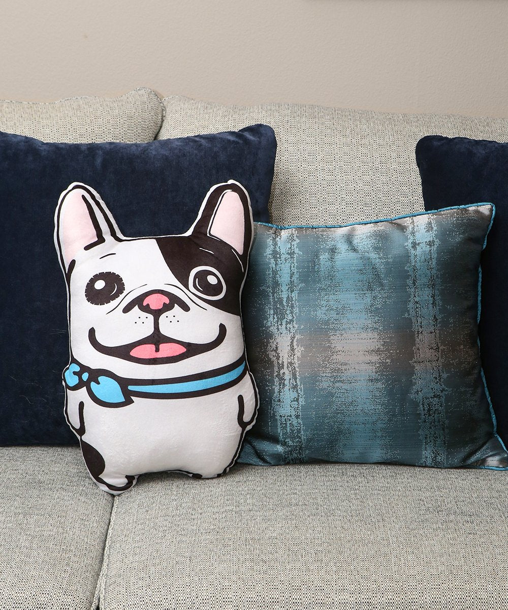 French Bulldog Happy Pillow on couch