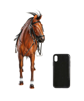Custom Hannover/ Hanoverian Horse Statue 1:6 next to phone for size comparison
