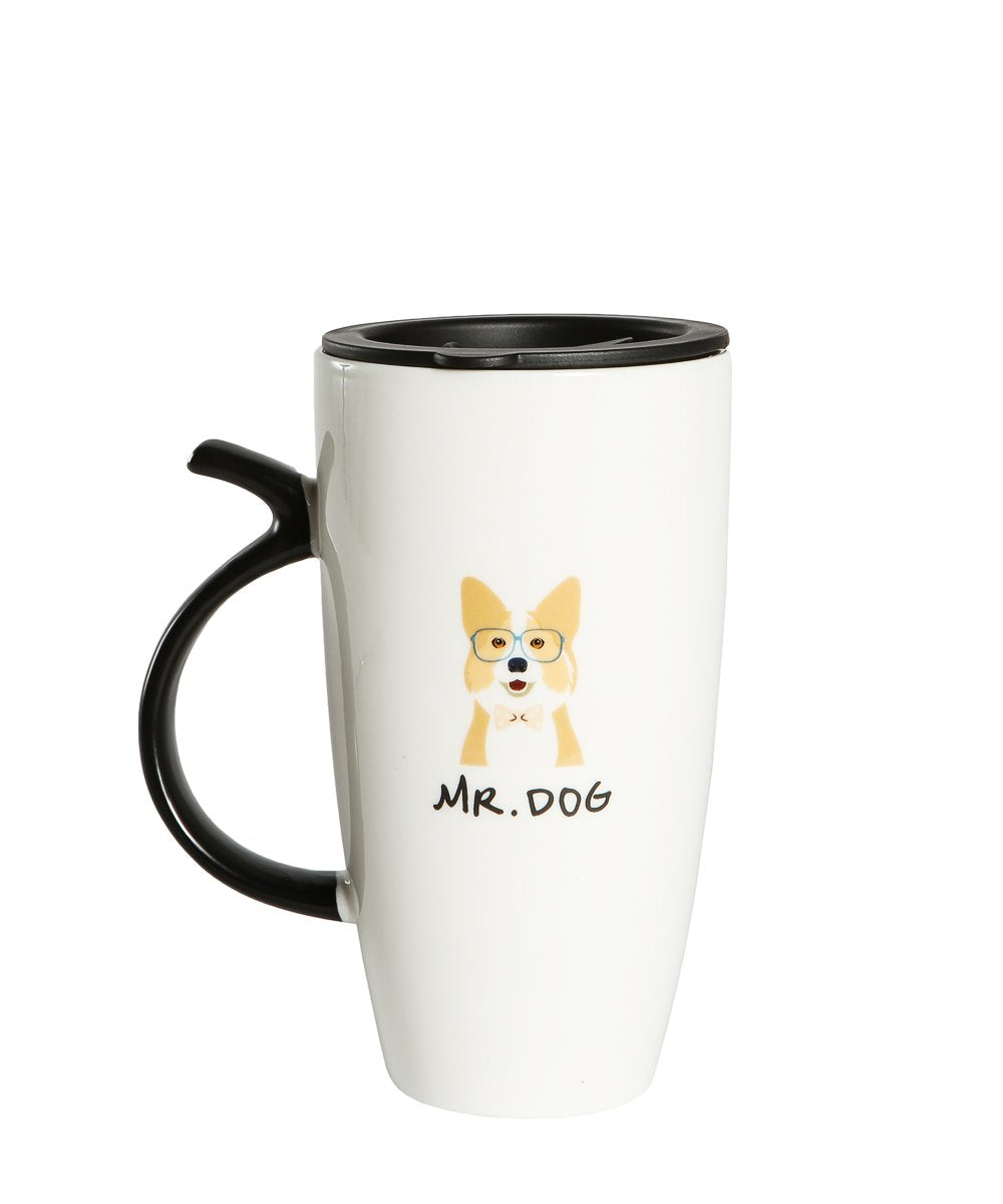 Best Friend Mug Set With Lid with Metal Straw and Spoon Corgi design back of cup