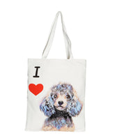 Art Canvas Bag - "I Love" Collection - Grey Poodle
