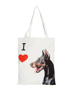 Art Canvas Bag - "I Love" Collection - Doberman