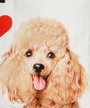 Art Canvas Bag - "I Love" Collection - Poodle(Red) close up of artwork