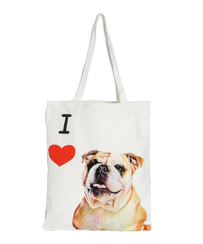 Art Canvas Bag - "I Love" Collection - English Bulldog