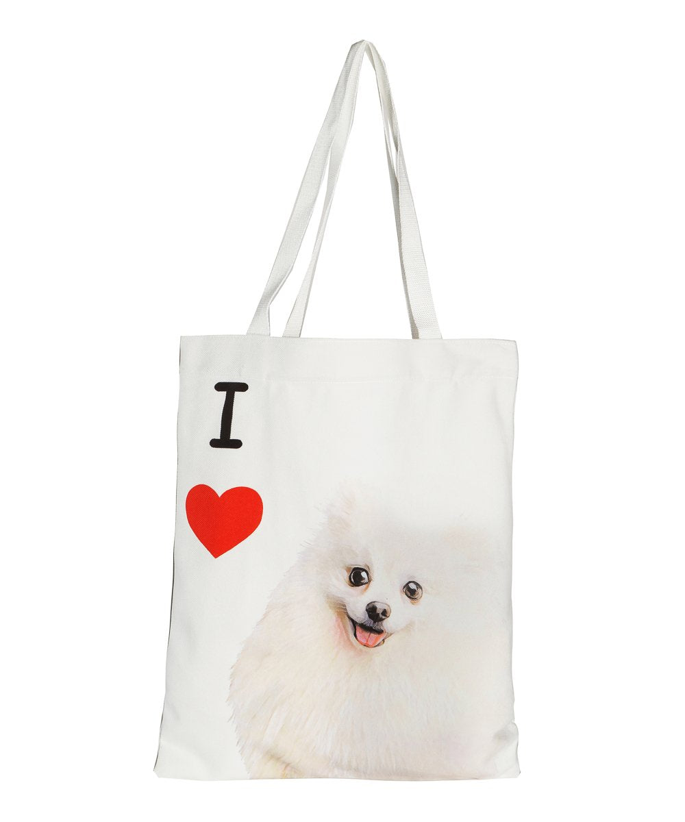 Art Canvas Bag - "I Love" Collection - Pomeranian(White)