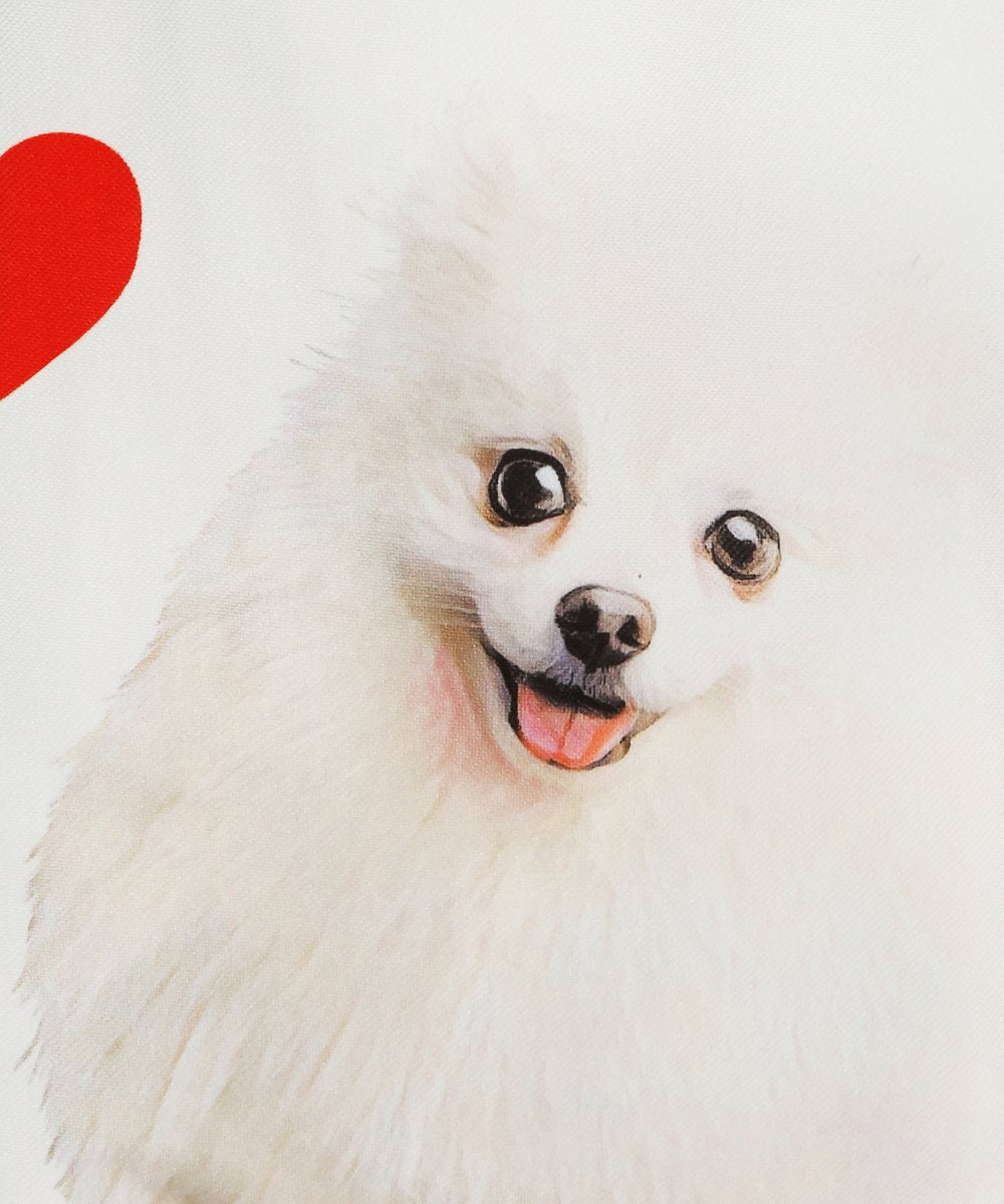 Art Canvas Bag - "I Love" Collection - Pomeranian(White) closeup of artwork