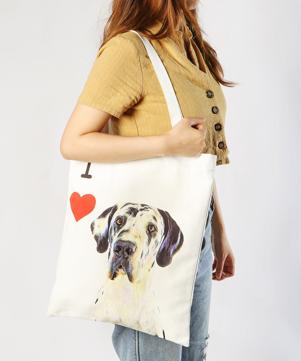 Art Canvas Bag - "I Love" Collection - Great Dane bag on model