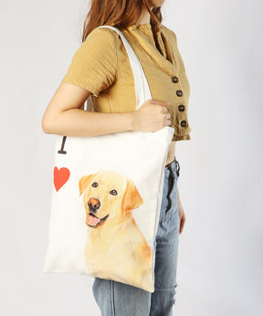 Art Canvas Bag - "I Love" Collection - Labrador(Cream) bag on model