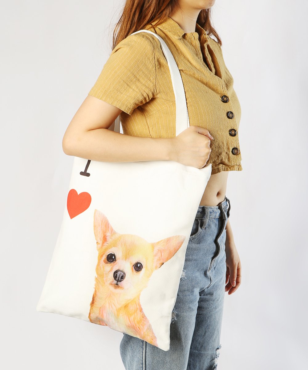 Art Canvas Bag - "I Love" Collection - Chihuahua(Red) bag on model