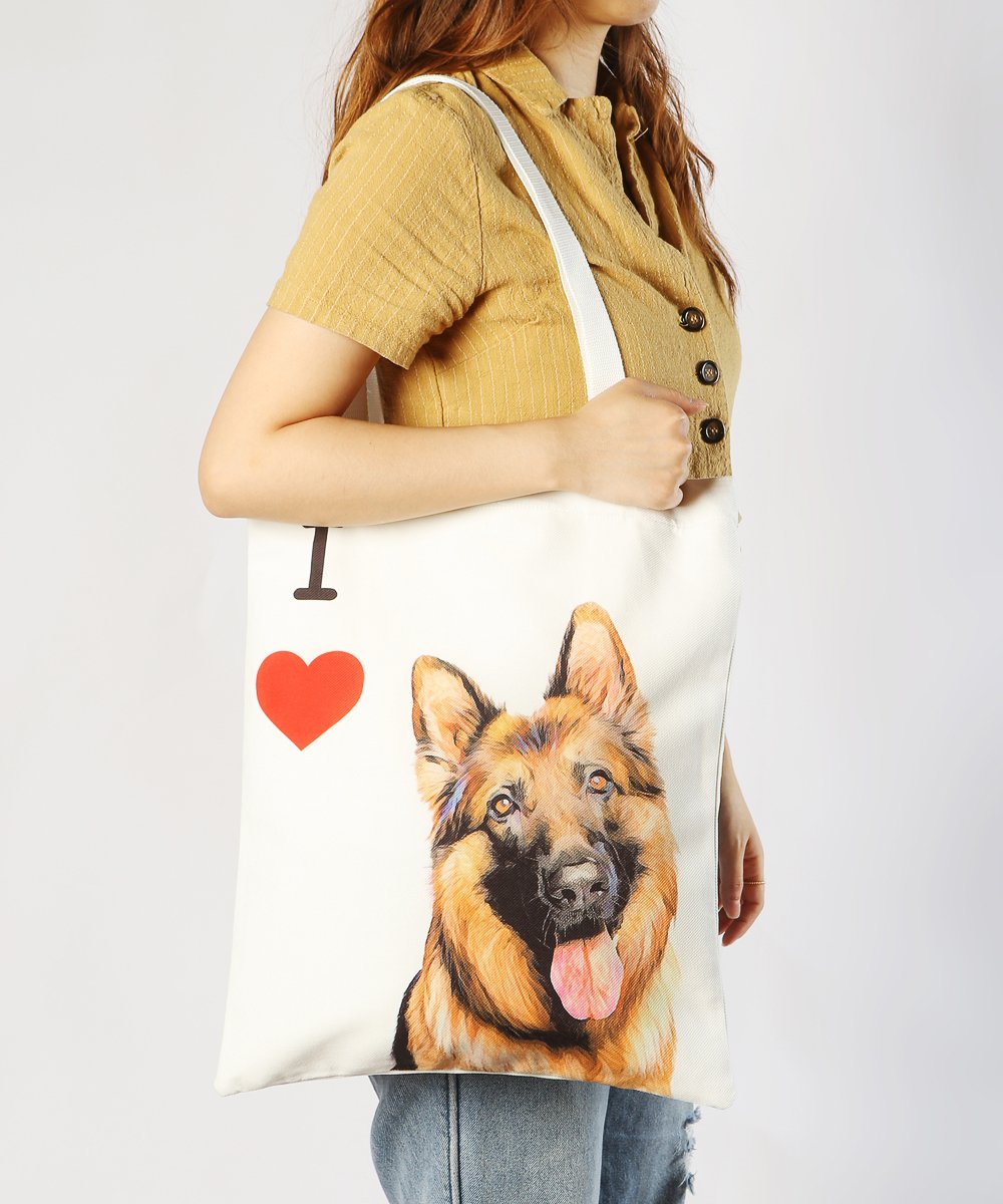 Art Canvas Bag - "I Love" Collection - German Shepherd bag on model