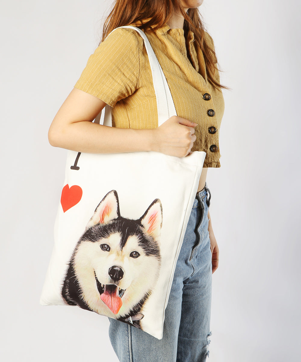 Art Canvas Bag - "I Love" Collection -  Husky