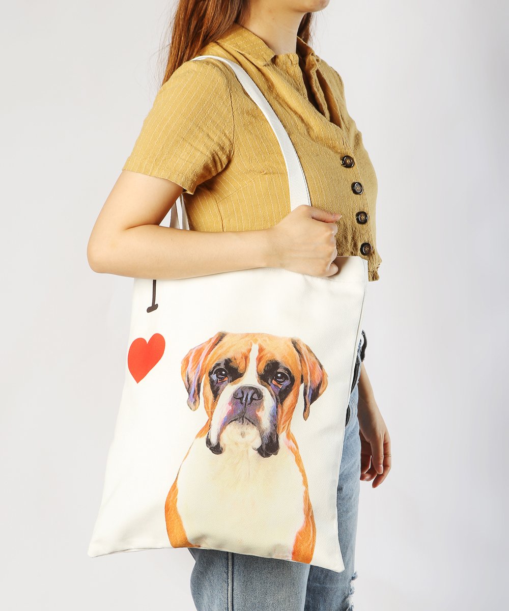 Art Canvas Bag - "I Love" Collection - Boxer on model