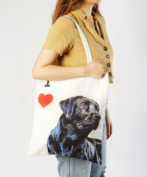 Black Labrador Canvas Bag On Model