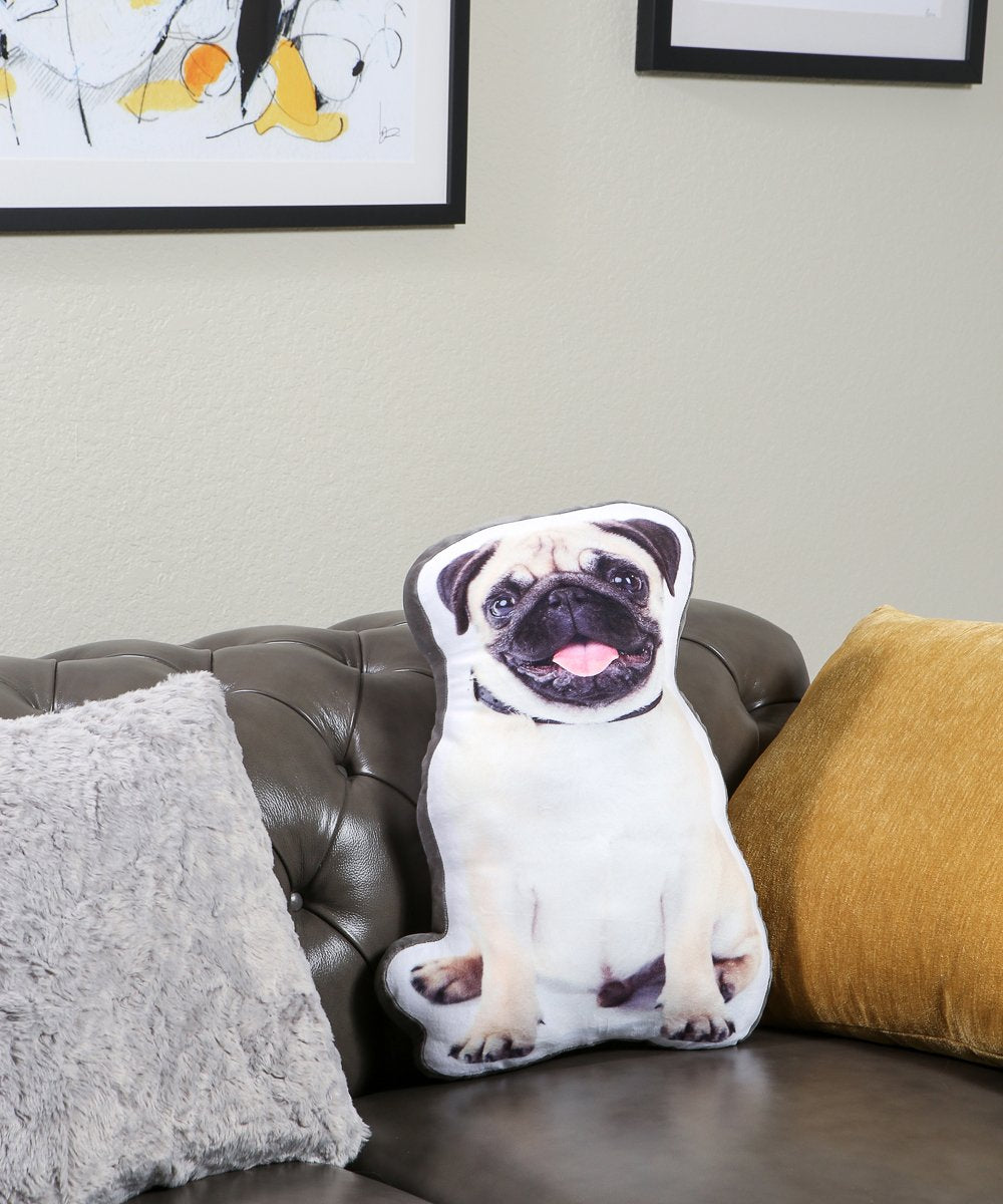 Lifestyle Dog Pillow - Pug on couch