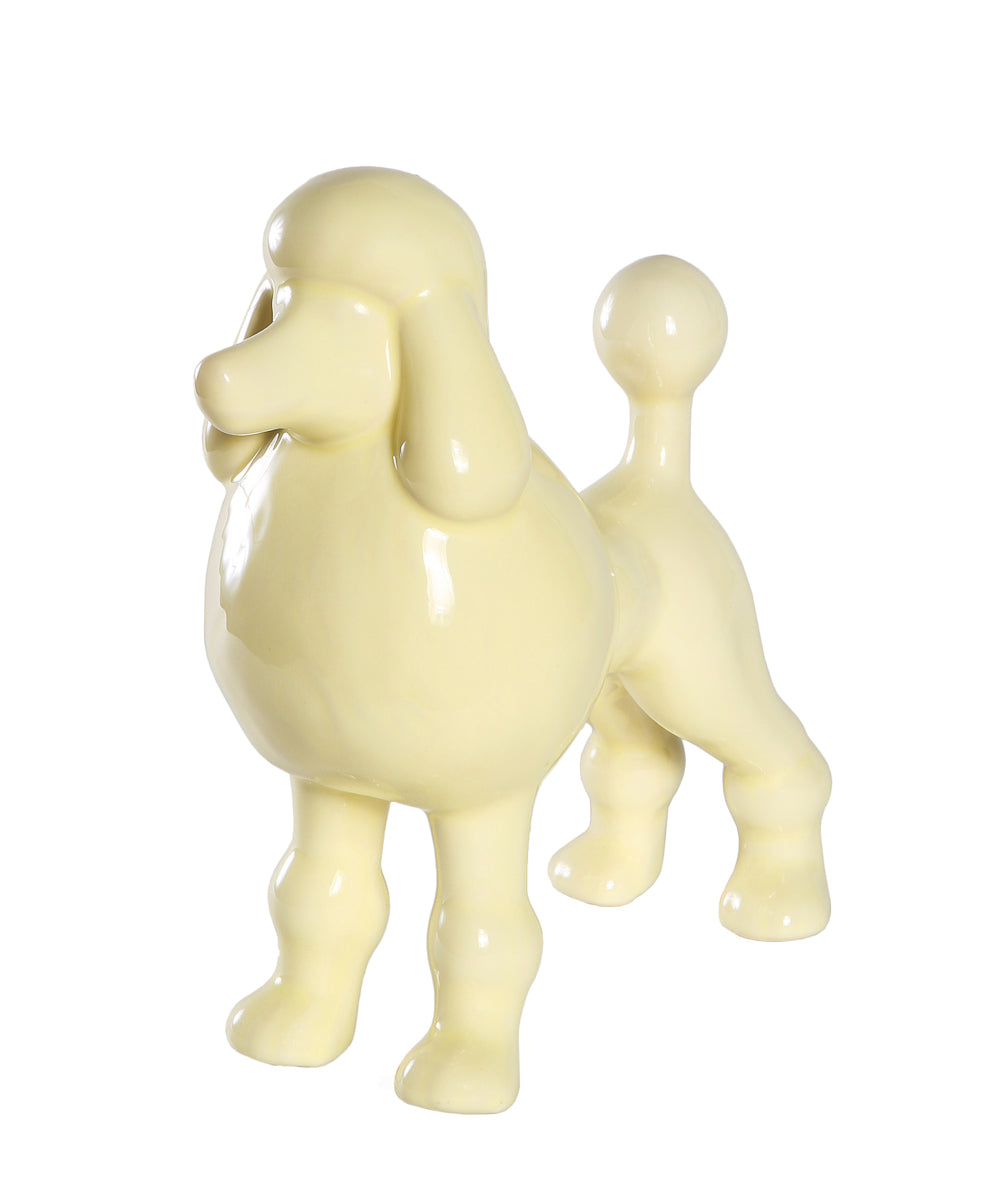 Yellow Standing Poodle Ceramic Pet Statue 3/4 View