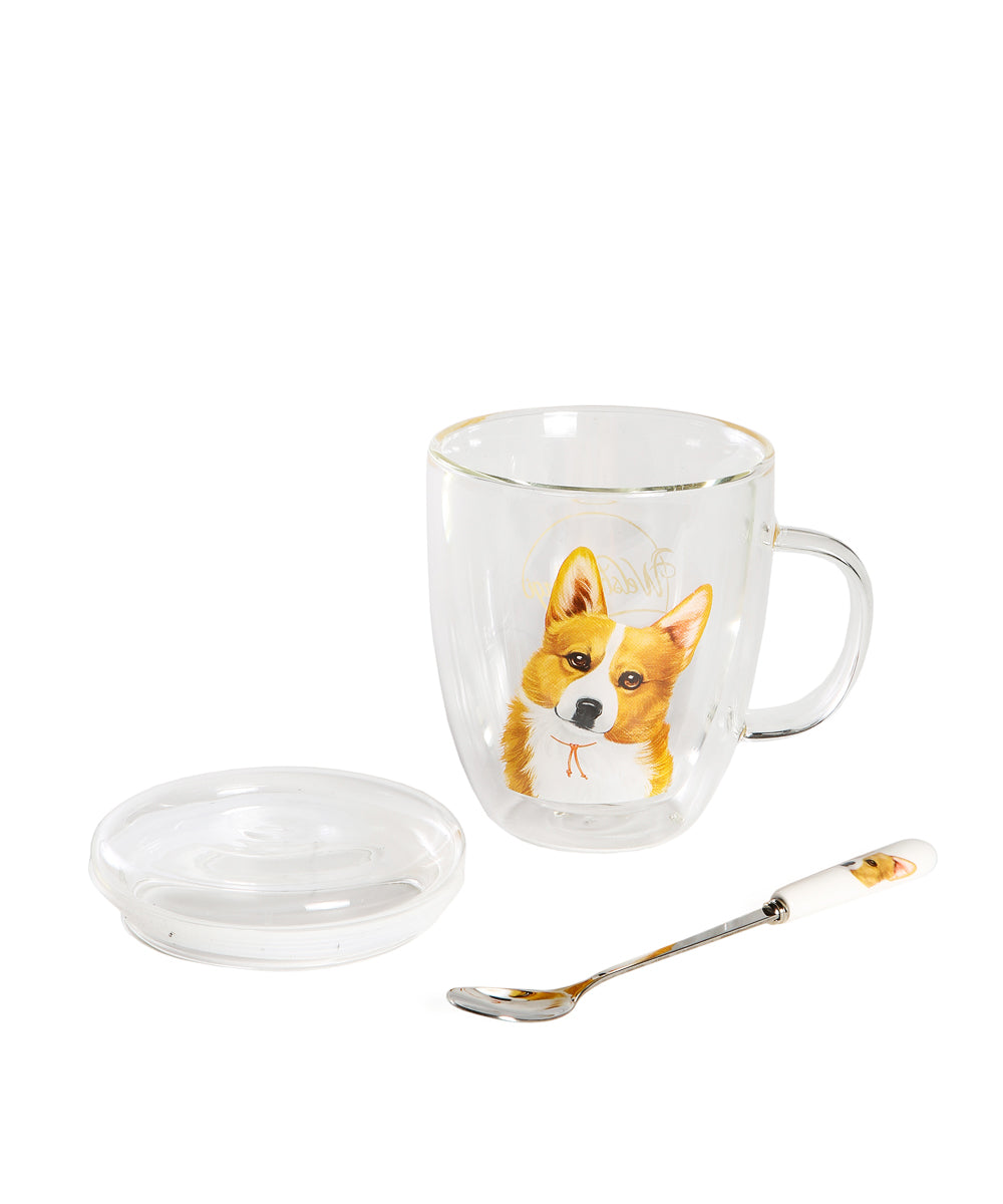 Double Glass Corgi Mug 500ml - NAYOTHECORGI