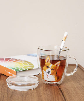 Double Glass Corgi Mug 500ml - NAYOTHECORGI