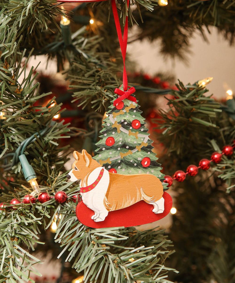 Christmas Holiday Pine Tree Dog Breed Ornament BY Dandy Design - NAYOTHECORGI