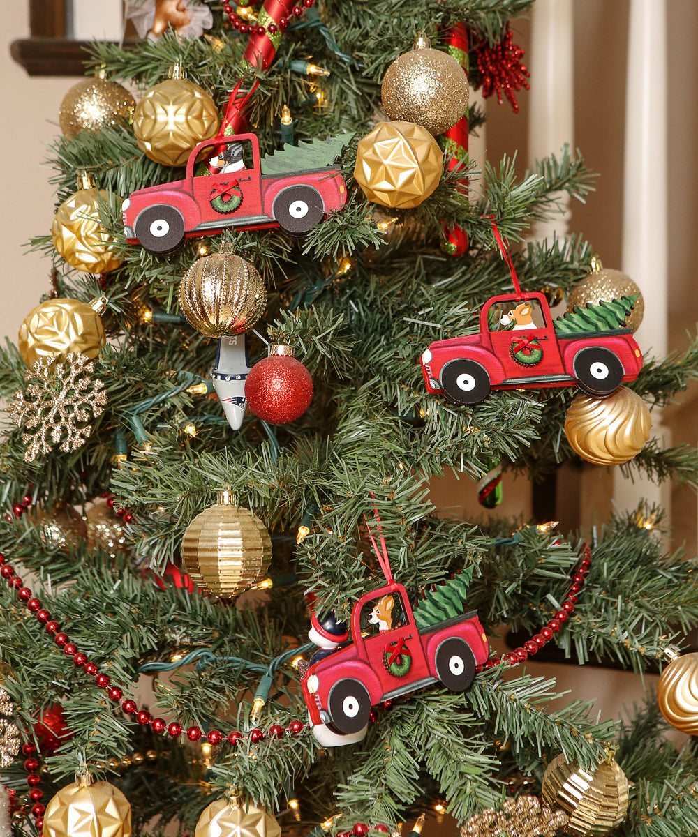 Holiday Red Truck Dog Breed Ornament BY Dandy Design - NAYOTHECORGI