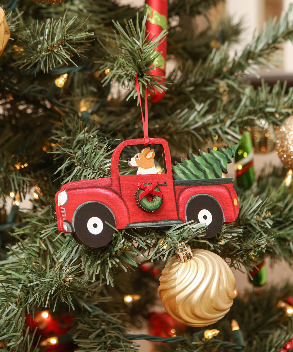 Holiday Red Truck Dog Breed Ornament BY Dandy Design - NAYOTHECORGI