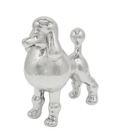 Silver Standing Poodle Ceramic Pet Statue 3/4 View
