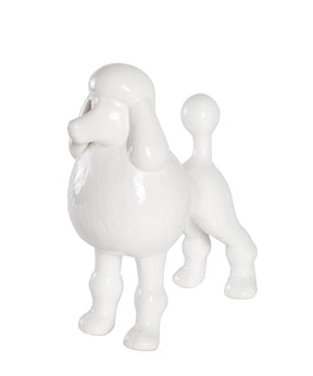 White Standing Poodle Ceramic Pet Statue 3/4 View