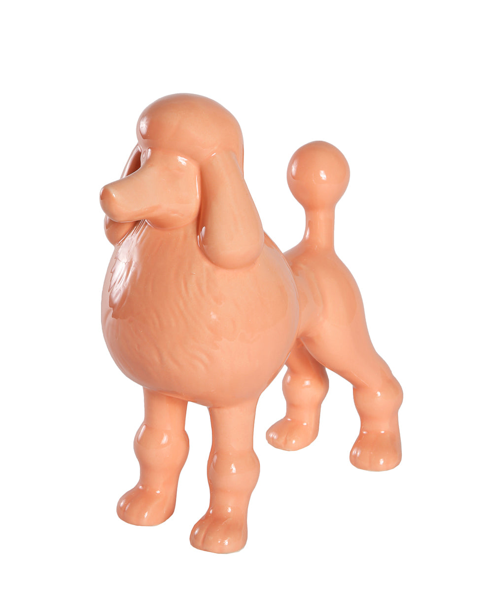 Orange Standing Poodle Ceramic Pet Statue3/4 View
