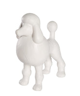 Matte White Standing Poodle Ceramic Pet Statue 3/4 View