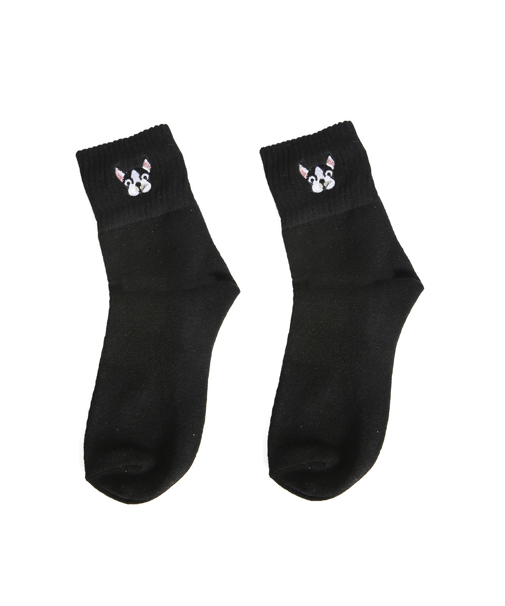 Frenchie Embroidered Socks