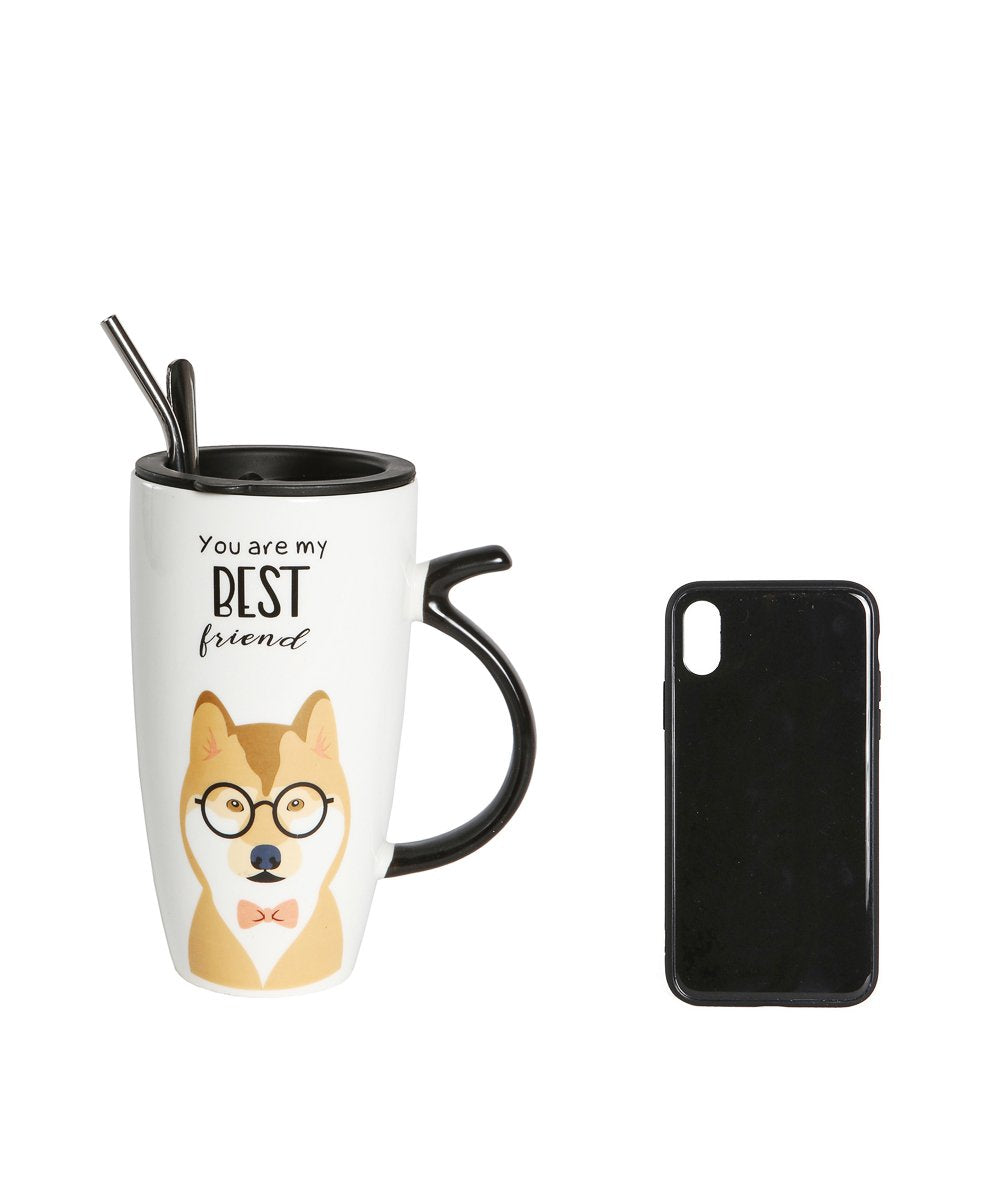 Best Friend Mug Set - Shiba  next to phone for size comparison 