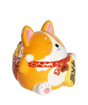 Fortune Corgi Coin Bank side view