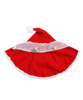 Pet Costume Christmas Cape with Colorful Pompoms