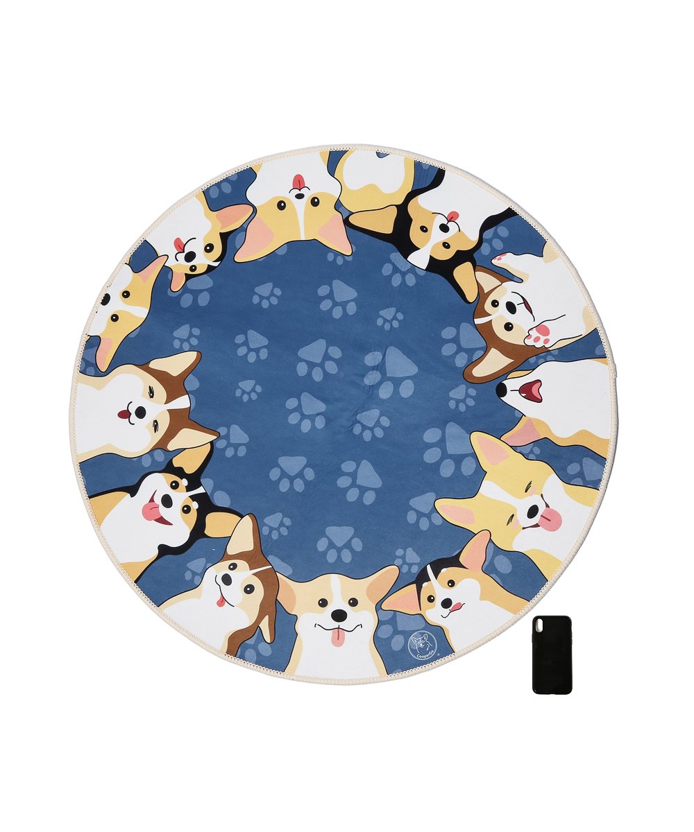 Corgi Best Friend Mat next to cell phone for size comparison