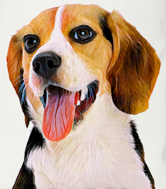 Art Canvas Bag - "I Love" Collection - Beagle closeup of artwork