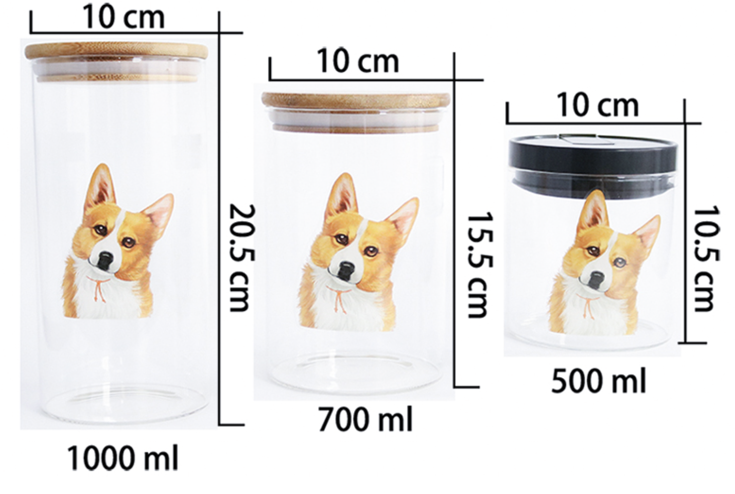 Corgi Air-tight Treat/Food Container measurements 