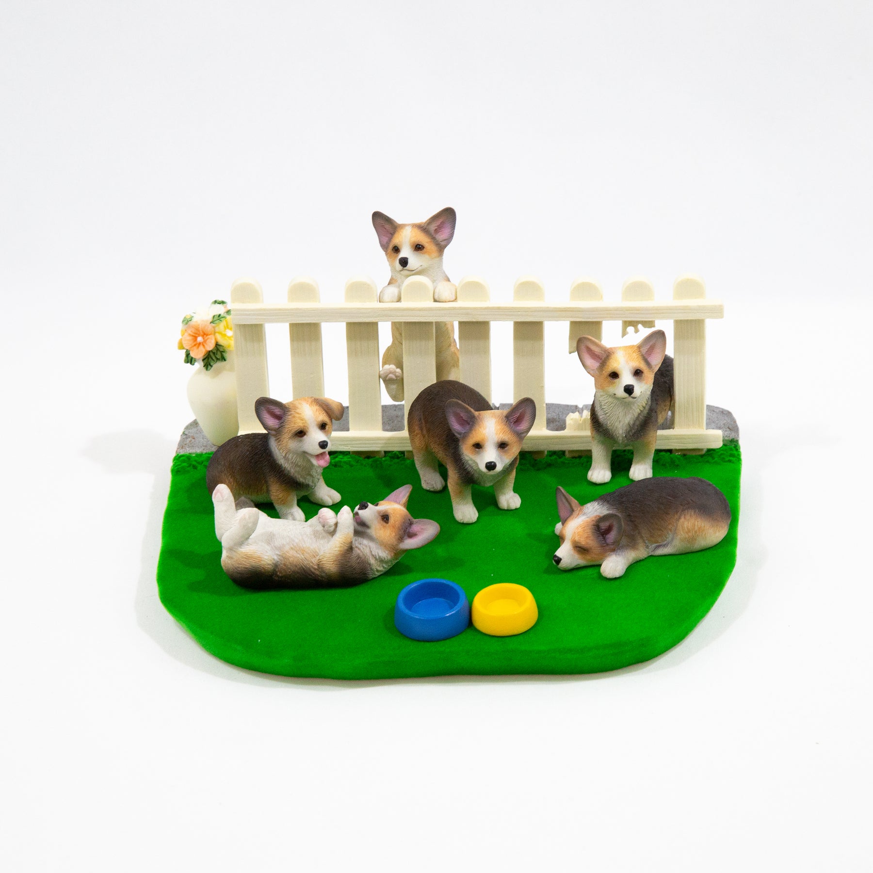 Garden Background Corgi Puppies Decoration Set