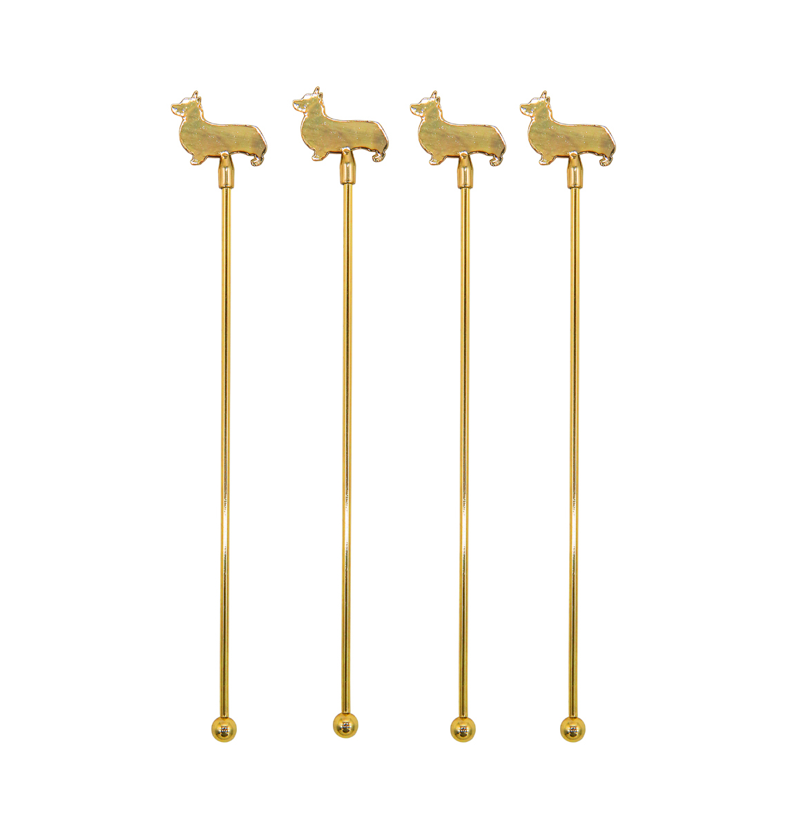 Gold Corgi Stir Stick (Set of 4)
