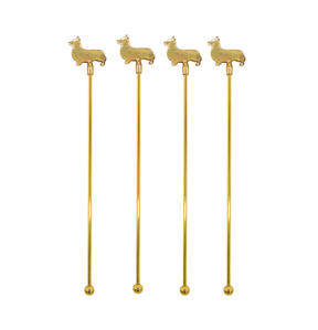 Gold Corgi Stir Stick (Set of 4)